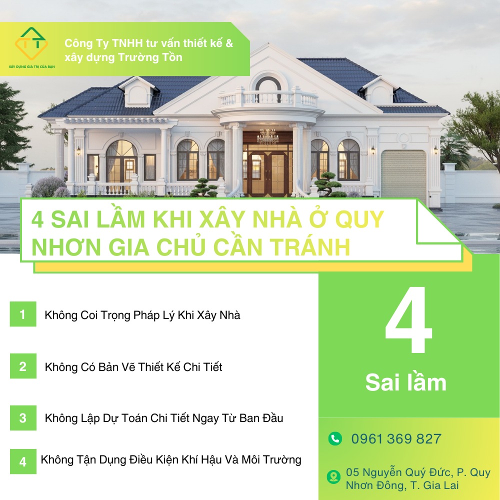 4 Sai Lầm Khi Xây Nhà Ở Quy Nhơn Gia Chủ Cần Tránh